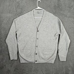 M&S Collection Mens Large Gray Lambswool V-Neck Button Front Cardigan Sweater‎